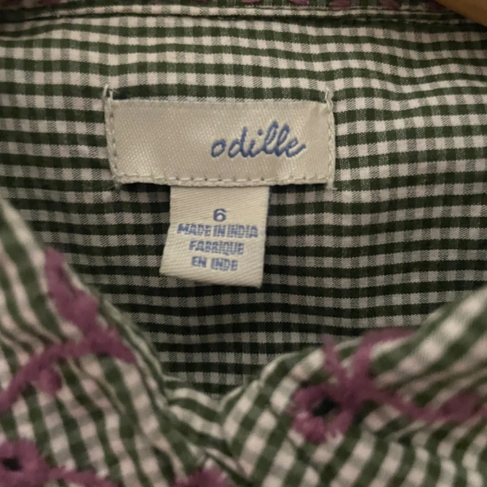 Anthropologie Odile Gingham  Embroidered Eyelet Button Down Top SZ 6 - Picture 9 of 9